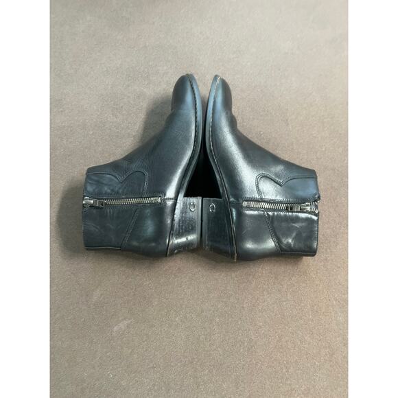Coach Black Leather Zipped Bootie Metal Logo On Heel Women's Size 6 - Picture 4 of 15